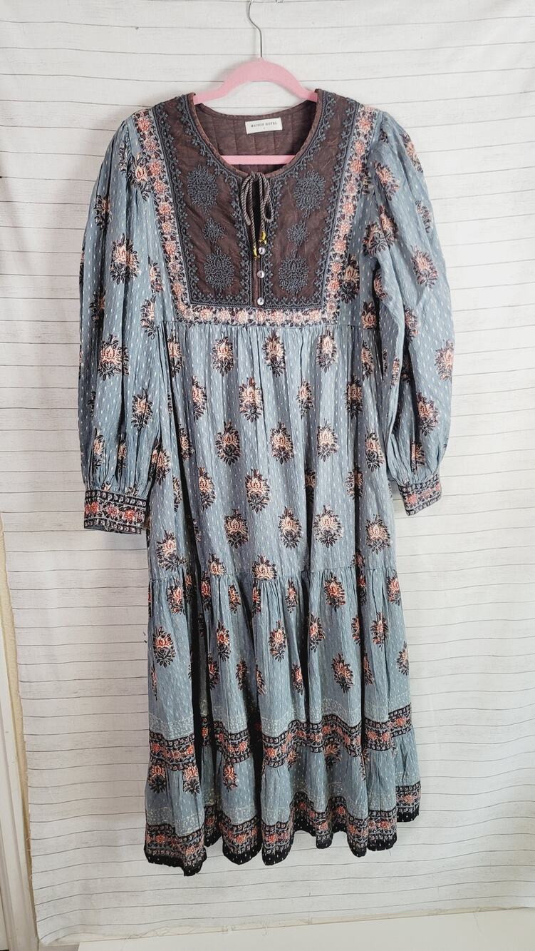 MAISON HOTEL Allegra Midi Dress in Cerulean Mist, sz Large